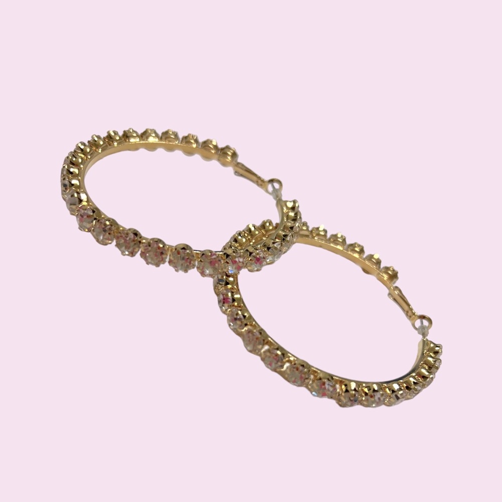 Fashion Bling Hoop Gold Earrings NWT ❤️
